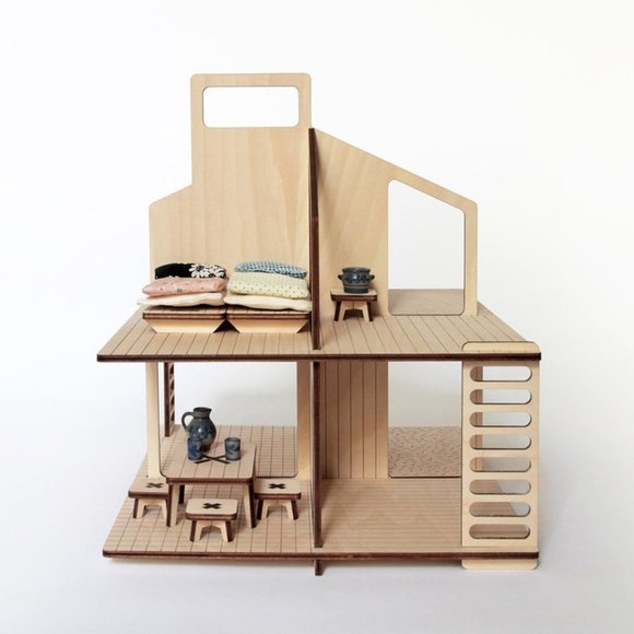 Wooden modern doll house